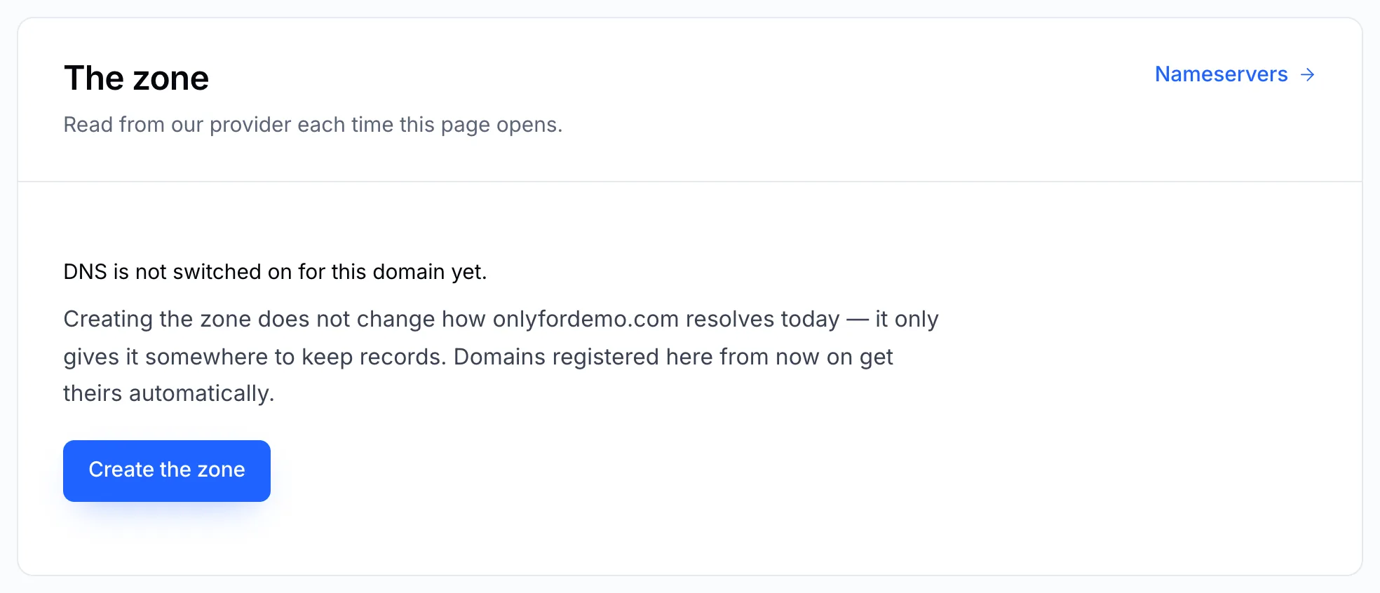 A domain without a DNS zone