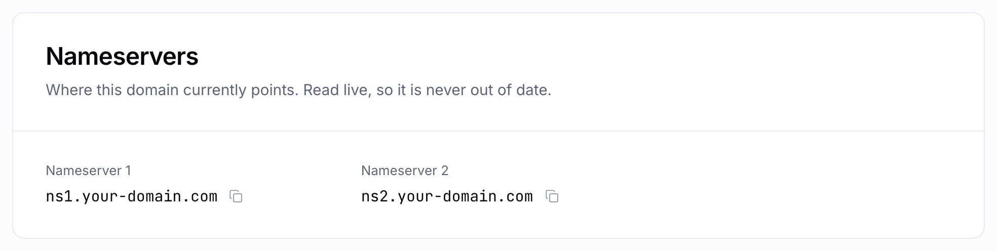 The Nameservers panel