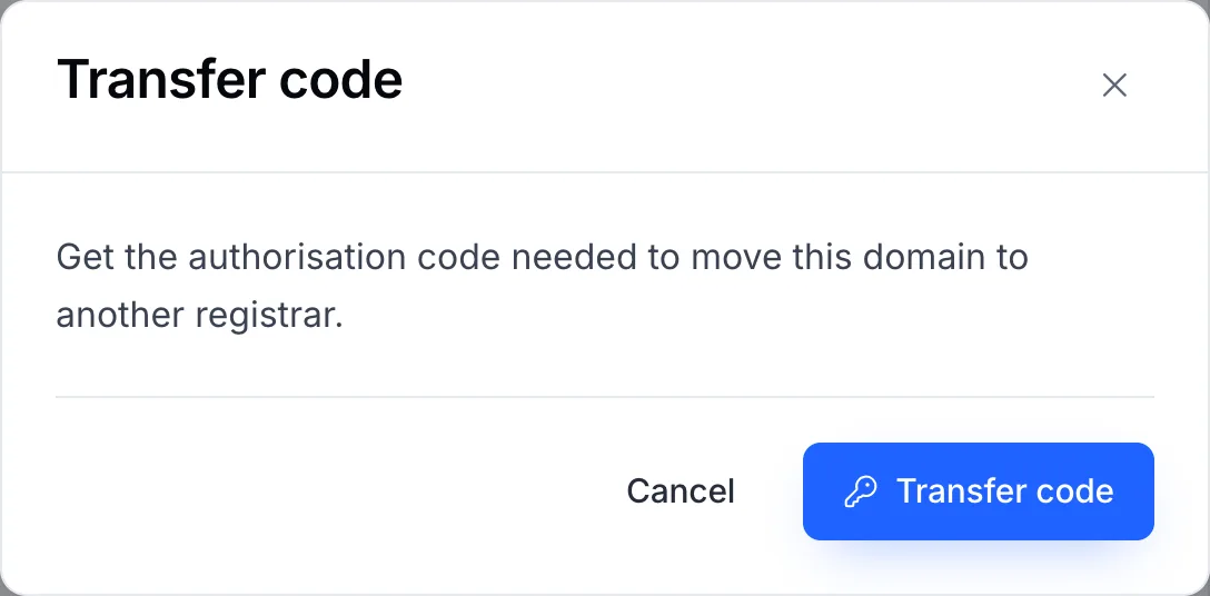 The Transfer code dialog