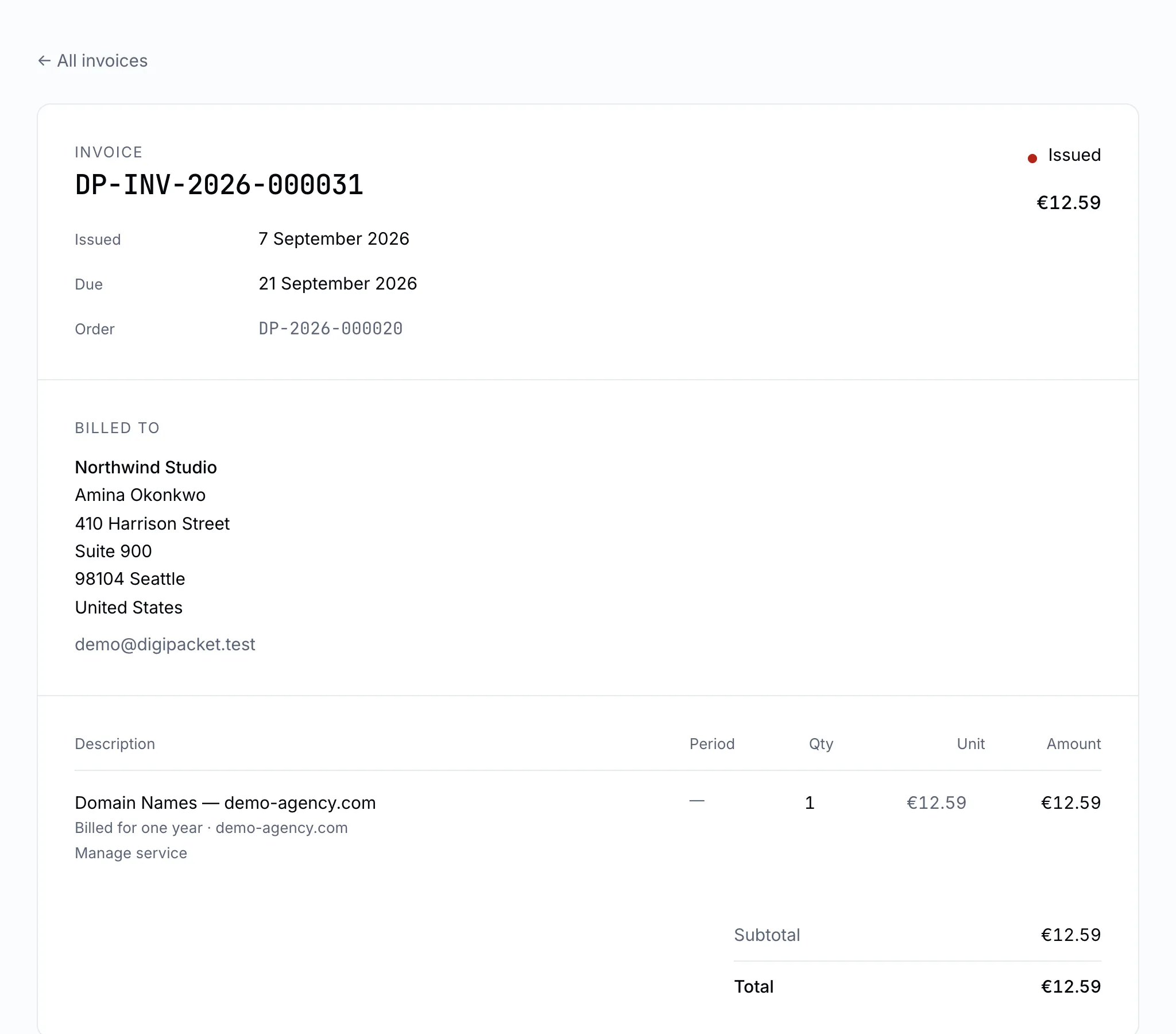 An invoice