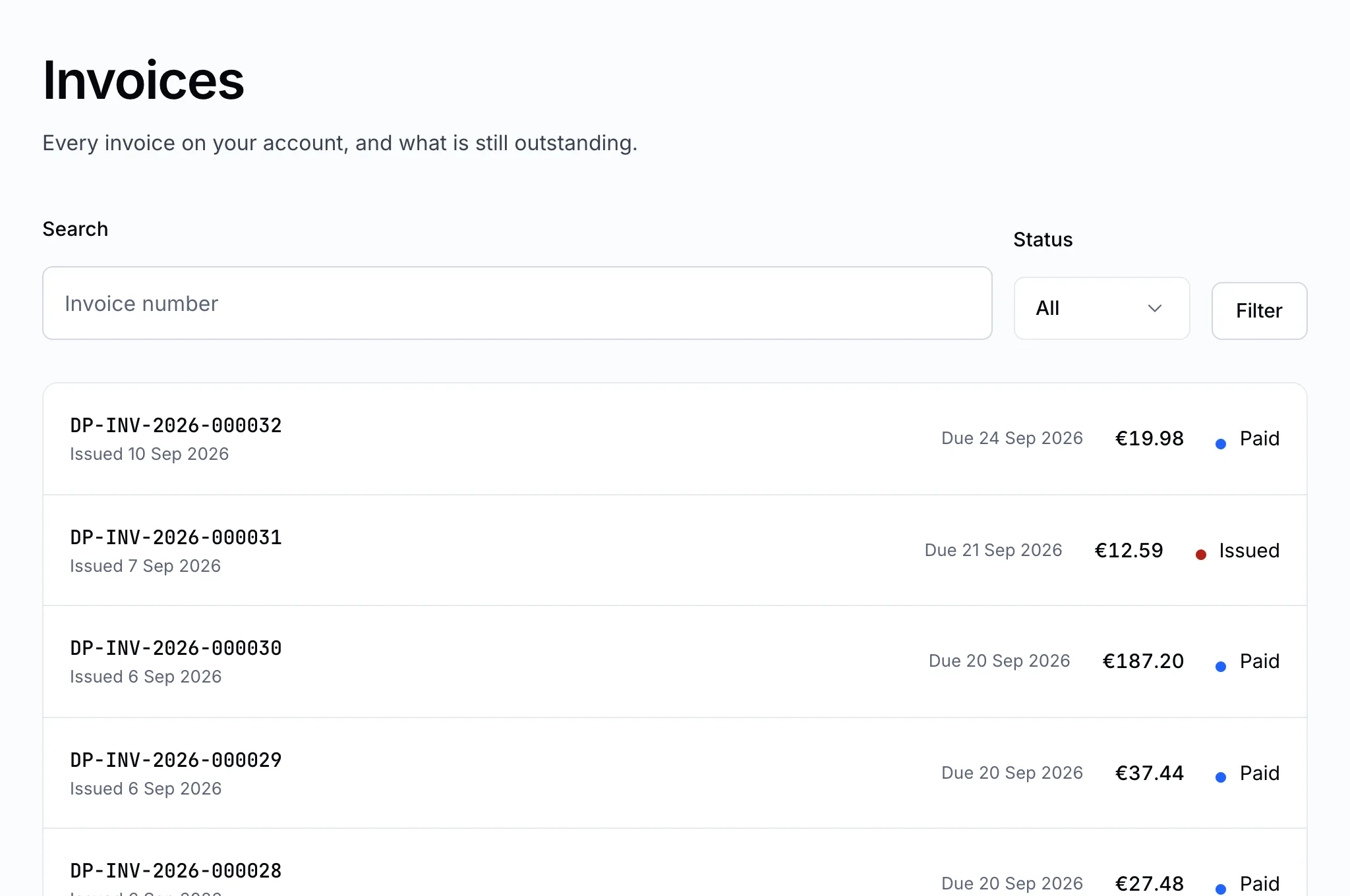 Your invoices