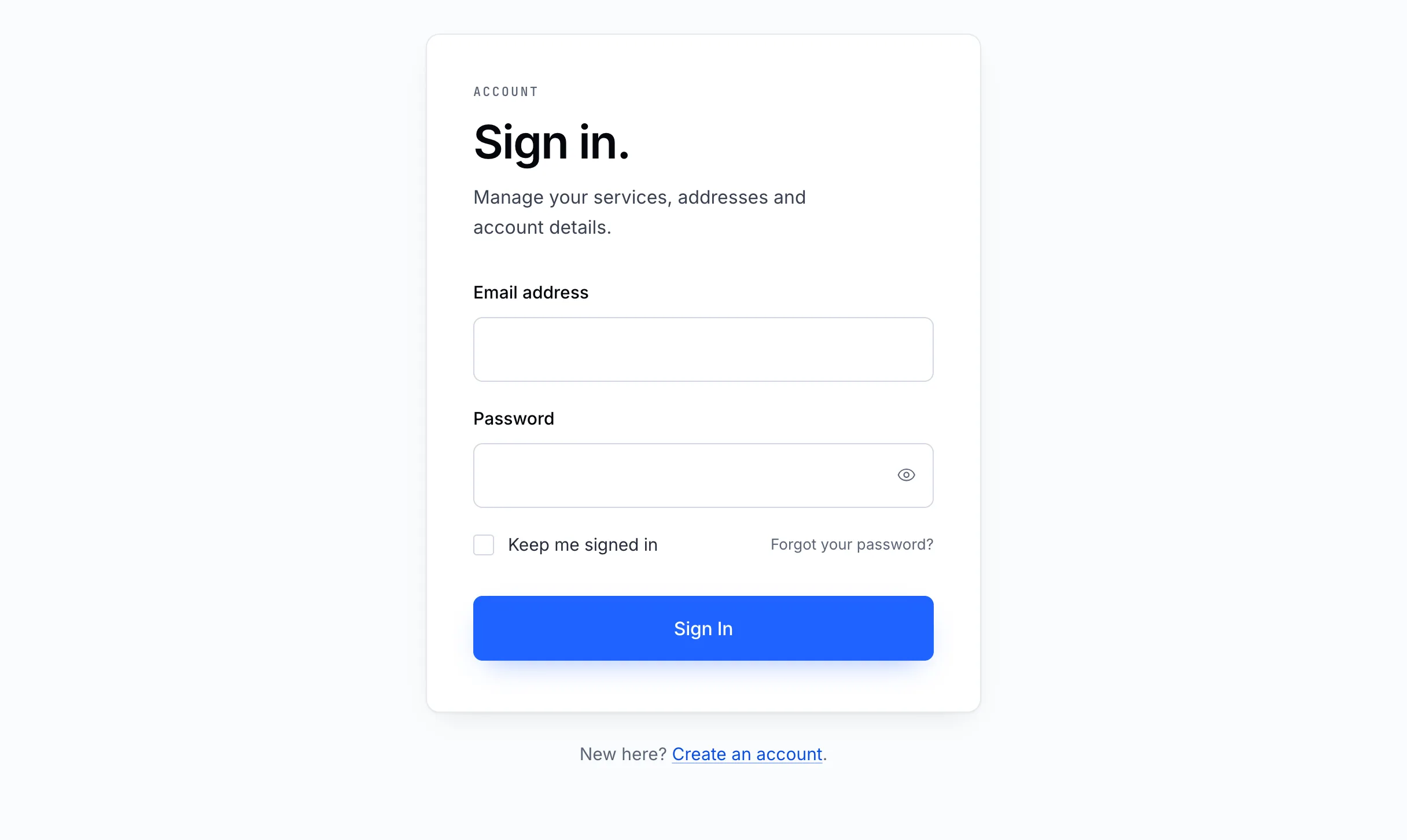 The sign-in page