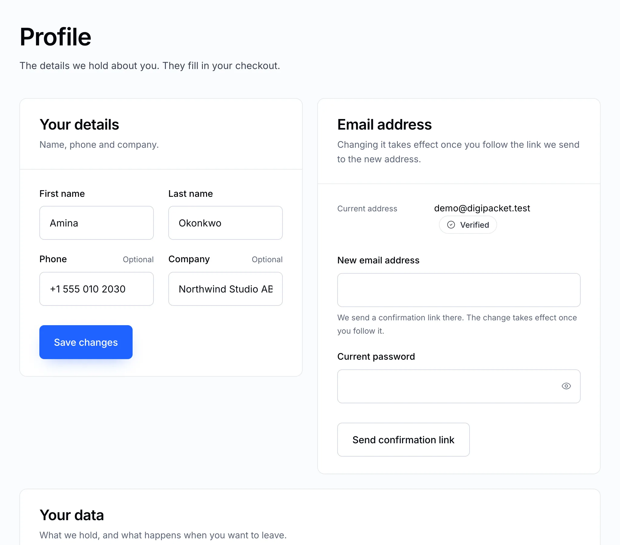 The Profile page